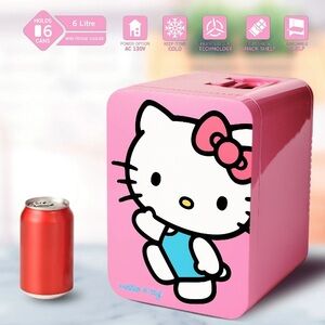 Hello Kitty Pink & Teal 6 Can Mini Fridge Thermoelectric Cooler